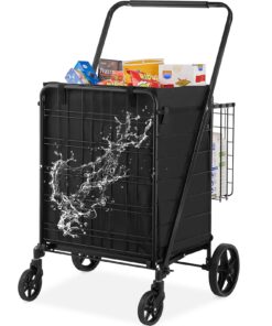 Складная тележка VEVOR с водонепроницаемой вставкой, грузоподъемность 150кг, двойная корзина, 360° колеса, прочная тележка
