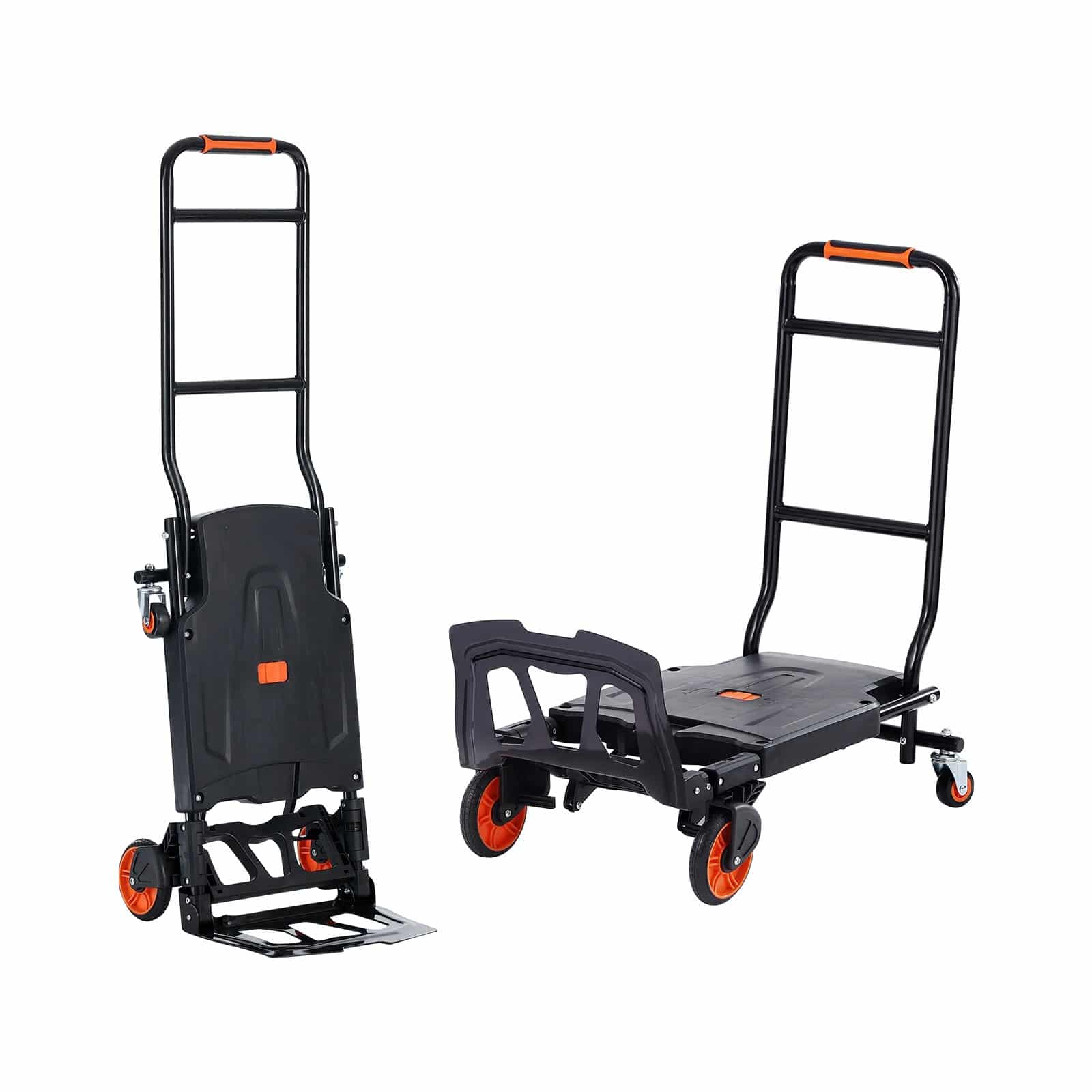 VEVOR 2-in-1 Folding Aluminum Hand Truck & Platform Dolly, 136 kg Load, Heavy Duty Utility Cart with Rubber Wheels