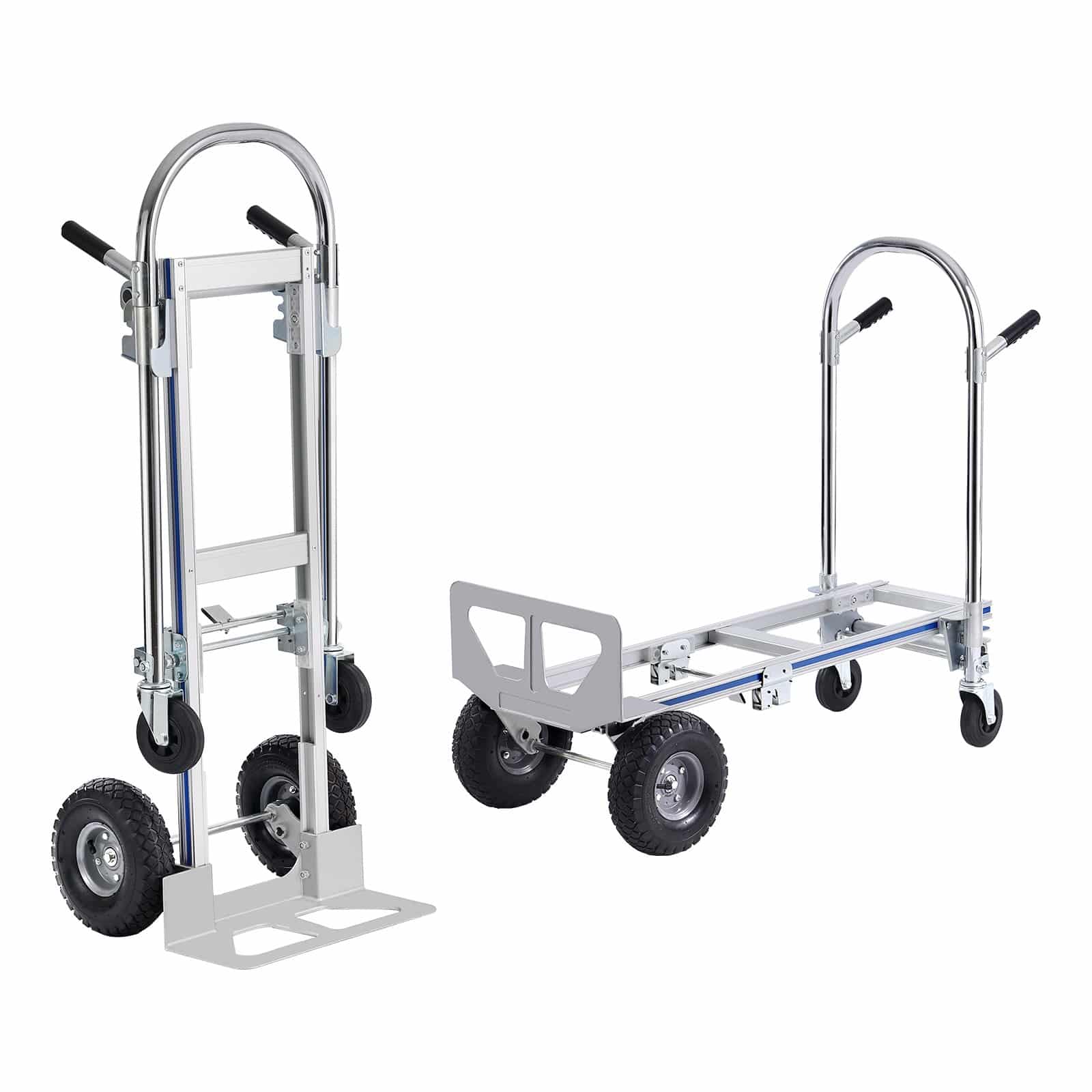 VEVOR 2-in-1 Aluminum Hand Truck & Platform Cart, 362.9 kg Capacity, Heavy-Duty Foldable Utility Dolly with Rubber Wheels