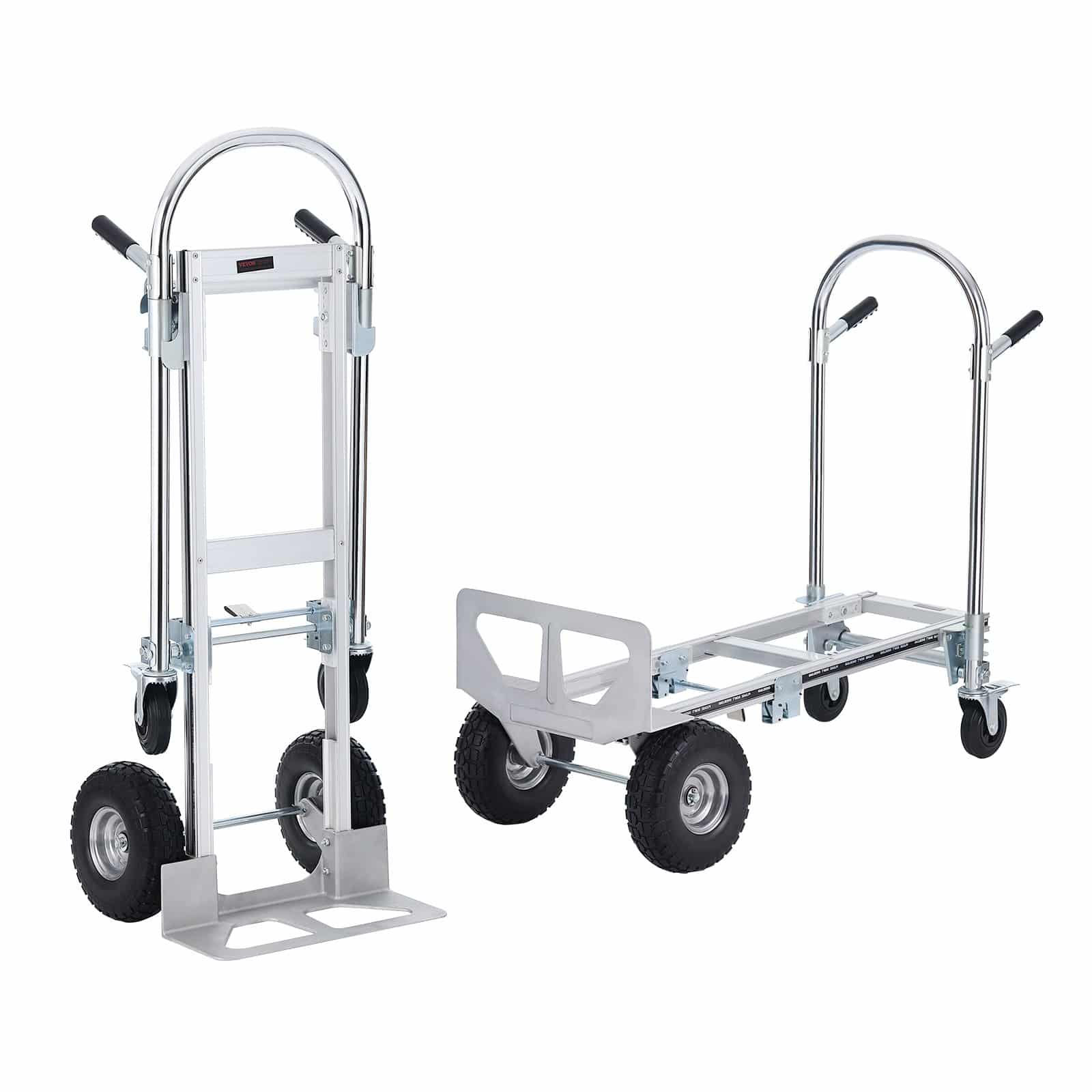 VEVOR 2-in-1 Aluminum Folding Hand Truck & Dolly, 450 kg Load, Heavy Duty Convertible Utility Cart with Rubber Wheels
