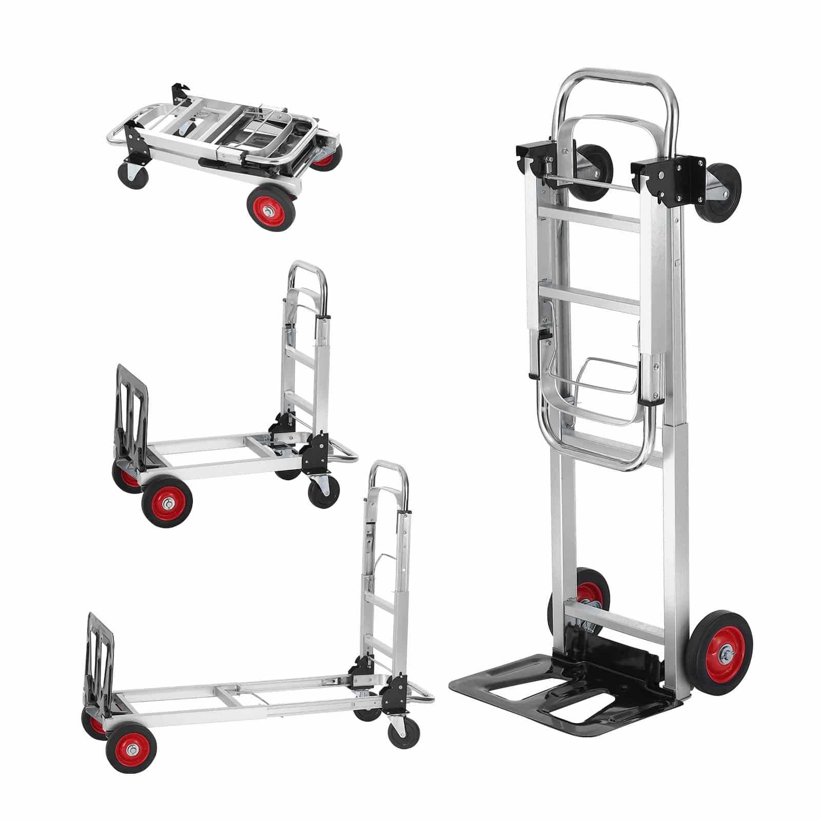 VEVOR 2-in-1 Aluminum Hand Truck & Platform Cart, 181.4kg Load, Heavy-Duty Folding Dolly with Rubber Wheels