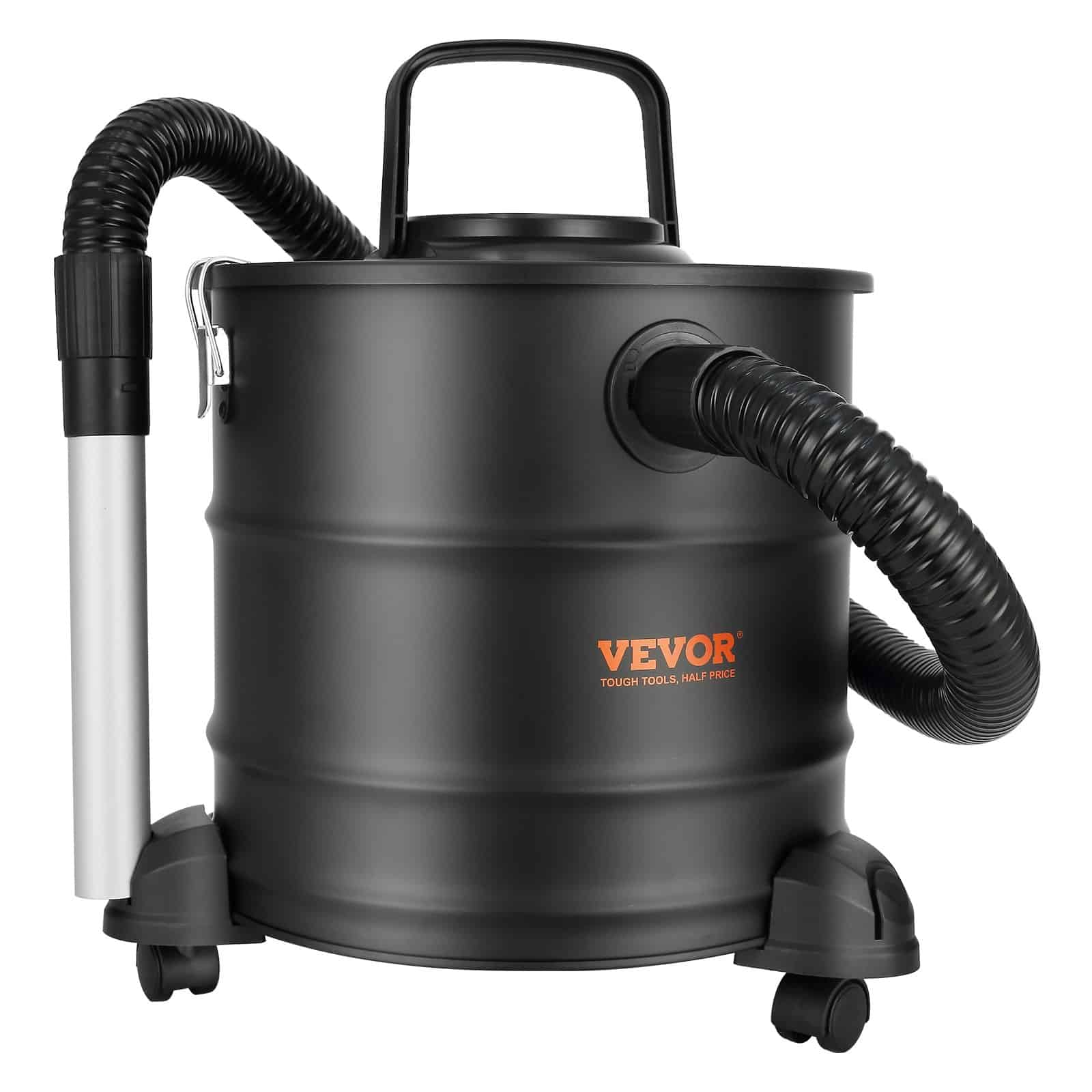 VEVOR 20L Ash Vacuum Cleaner with 1200W Suction, HEPA Filter, 1.2m Hose & Wheels for Fireplaces, Stoves, Grills & Ovens