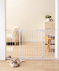 VEVOR Extra Wide Baby & Pet Gate 75 se129 cm, 76 cm High, Auto-Close, Dual Swing, Pressure/Wall Mount, for Stairs & Doorways, White