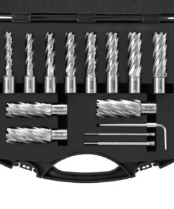 VEVOR 13-Piece Annular Cutter Set, M2AL HSS, 11–27 mm Diameter, 51 mm Depth, Weldon Shank, Pilot Pins & Case for Mag Drills