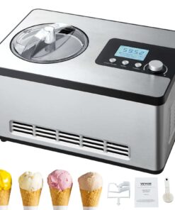 VEVOR 1.9L Automatic Ice Cream Maker with 180W Compressor, No Pre-Freezing, LCD, Silver – Home Gelato & Yogurt Machine