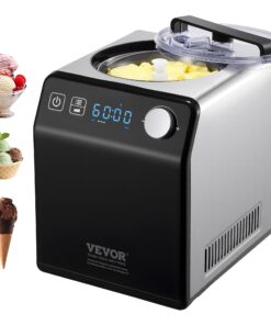 VEVOR 1.9L Automatic Ice Cream & Yogurt Maker with Compressor, 180W, 4 Modes, No Pre-Freezing, Black