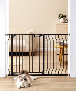VEVOR Extra Wide Baby & Pet Safety Gate, 75 (123 см) Регулируемая, 76 см Высокая, Дверь с автоматическим закрытием и набором для двойного крепления, черный