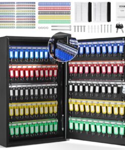VEVOR Key Cabinet for 200 Keys, Lockable Steel Key Box with Adjustable Racks, Tags & Record Cards for Office, School, Hotel