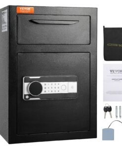 VEVOR 2.5C Steel Depository Safe with Drop Slot, Electronic Lock, Alarm & Keys, 51.5x35.5x35.5cm for Home, Office, Hotel