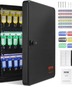 VEVOR Steel Key Cabinet with 48 Adjustable Hooks, Combination Lock, 48 Tags & Record Card for Office, School, Hotel Use