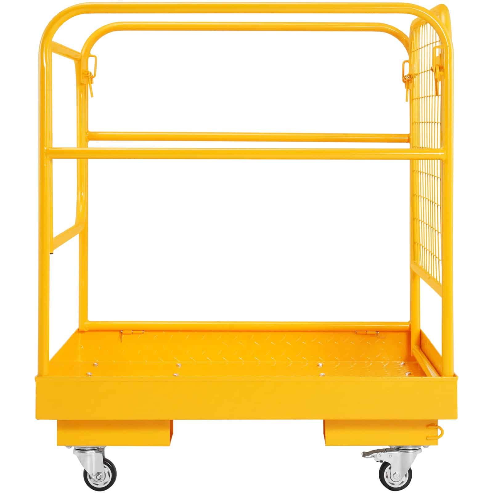 VEVOR Forklift Safety Cage, 544 kg Capacity, 91 x 91 cm Folding Work Platform with Wheels, Drain Hole & Chain for 2 Adults - Image 9