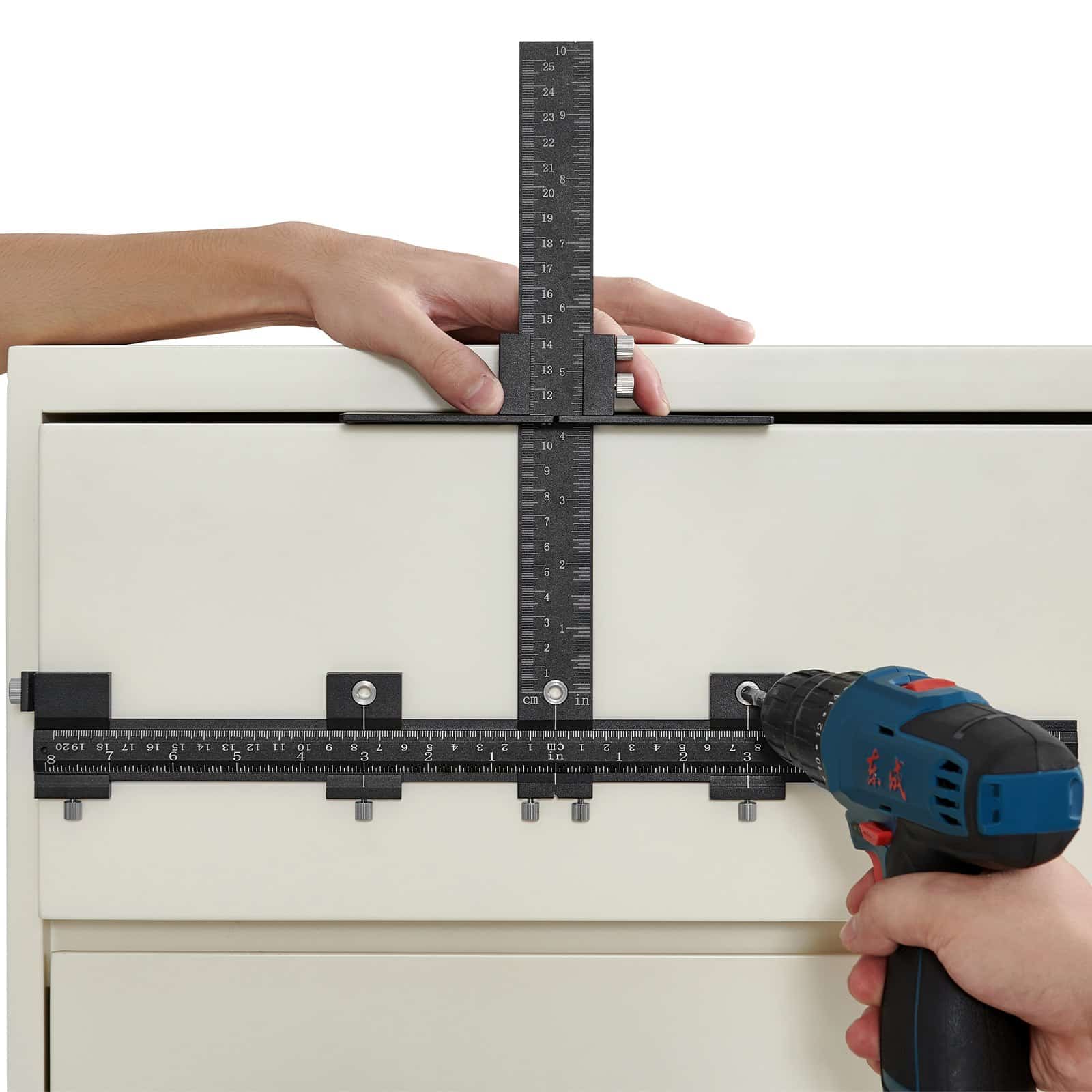 VEVOR Cabinet Hardware Jig – Adjustable Aluminum Template Tool with Center Punch for Precise Handle & Knob Installation