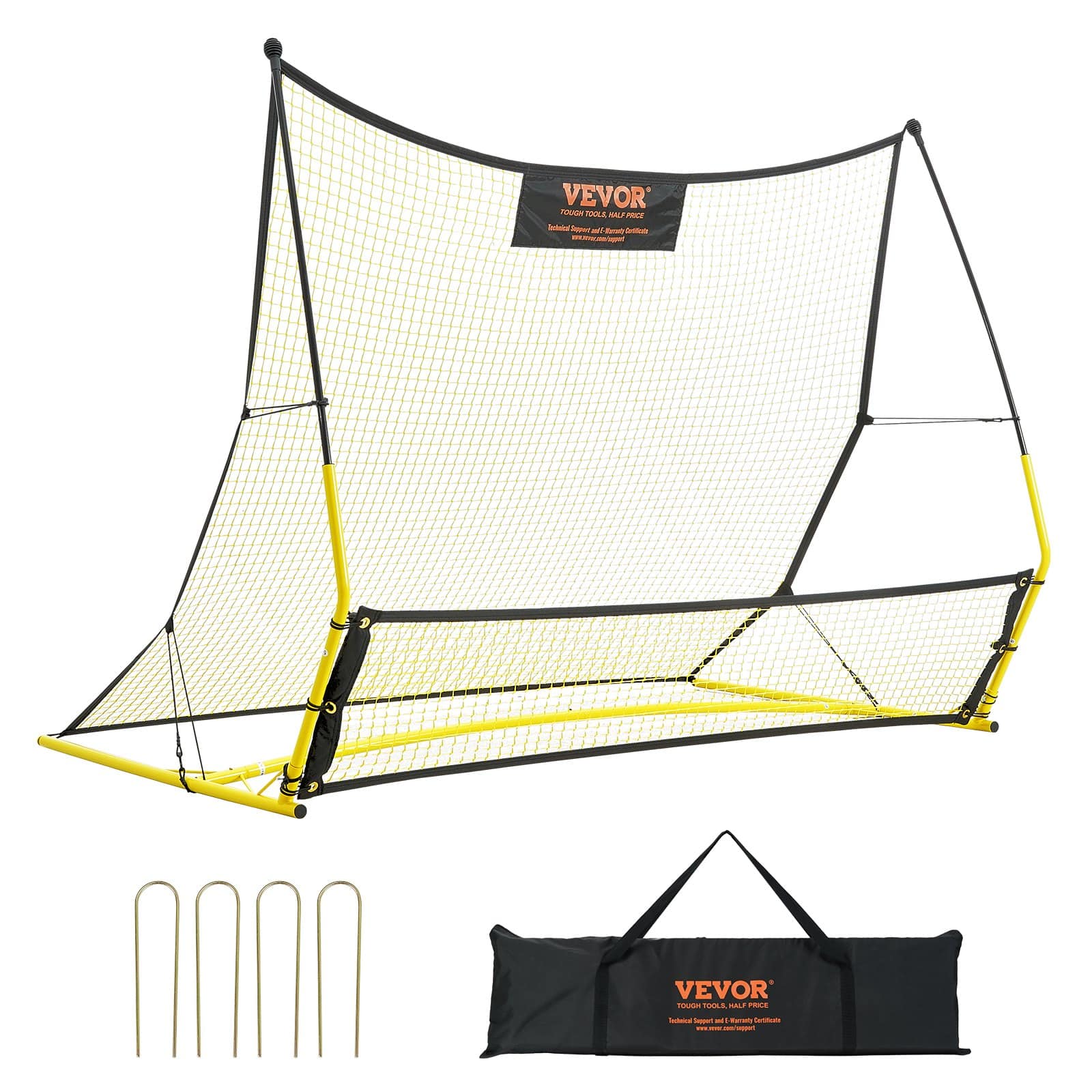 VEVOR 2-in-1 Portable Soccer Rebounder Net 183x130 cm, Iron Frame, Training Equipment with Bag for Passing & Volley Practice