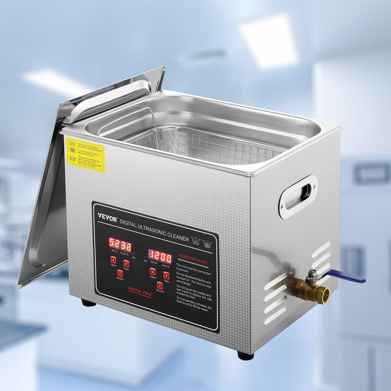 VEVOR 10L Ultrasonic Cleaner with Digital Timer & Heater – Stainless Steel, 40kHz Professional Cleaning for Jewelry, Glasses, Watches – Paveikslėlis 8