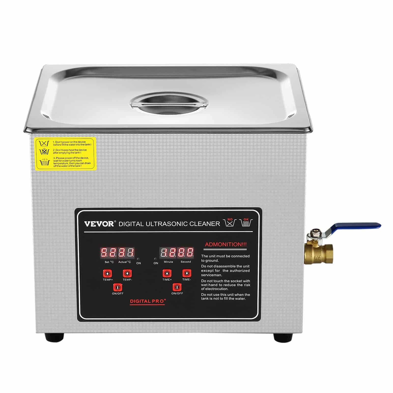 VEVOR 10L Ultrasonic Cleaner with Digital Timer & Heater – Stainless Steel, 40kHz Professional Cleaning for Jewelry, Glasses, Watches – Paveikslėlis 9