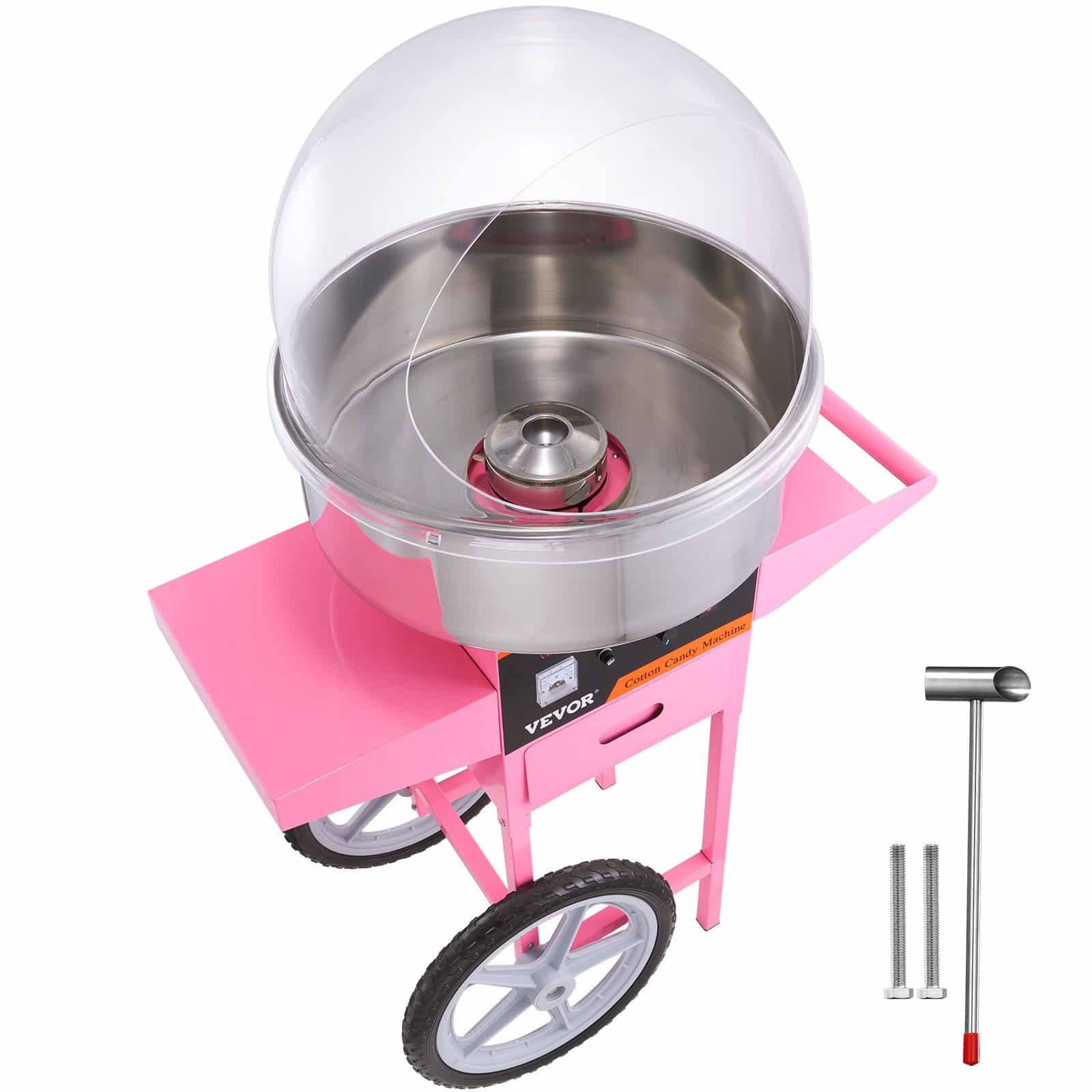 VEVOR 1000W Commercial Cotton Candy Machine with Cart & Cover – Temp Control, High Output, Easy Operation