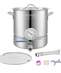 VEVOR 18,9 л кастрюля для домашнего пивоварения из нержавеющей стали с крышкой, термометром, краном и фильтром – тройное дно