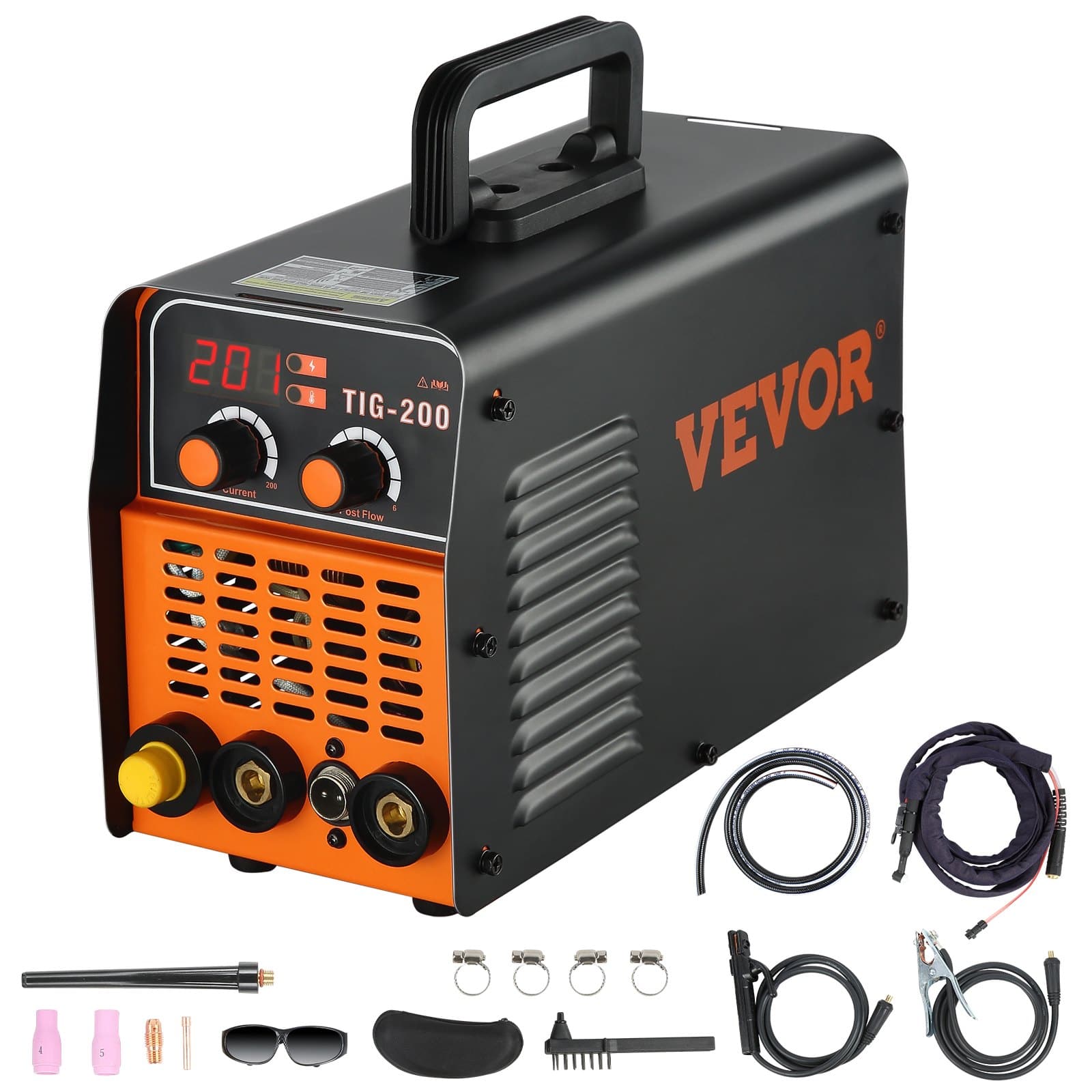 VEVOR TIG-200C 200A TIG/MMA ARC Welder, 2-in-1 HF IGBT DC Inverter Welding Machine for Steel, Titanium, Copper Alloys