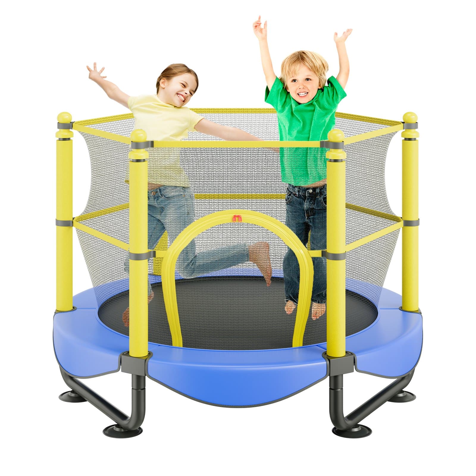 VEVOR 152cm Kids Trampoline with Safety Net, Basketball Hoop & Ocean Balls – Indoor/Outdoor Fun for Ages 3+