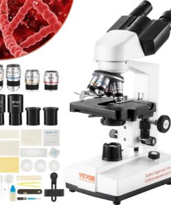 VEVOR Binocular Compound Microscope 40x–2500x with LED, Mechanical Stage, Phone Holder & Slides for Lab & Education