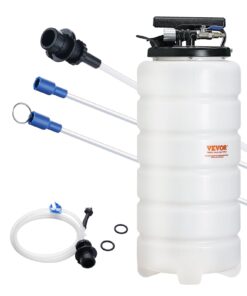 VEVOR 15L Fluid Extractor Pump, Pneumatic & Manual Oil Changer with Dipstick & Suction Hose for Car & Engine Fluid Removal
