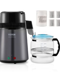 VEVOR 4L 750W Countertop Water Distiller, Stainless Steel Interior, Glass Container, 1L/h Purifier for Home & Office