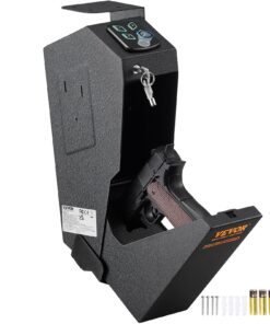 VEVOR Biometric Pistol Safe – Wall Mounted Gun Safe with Fingerprint, Key & Code Access, LED Light, for 1 Handgun