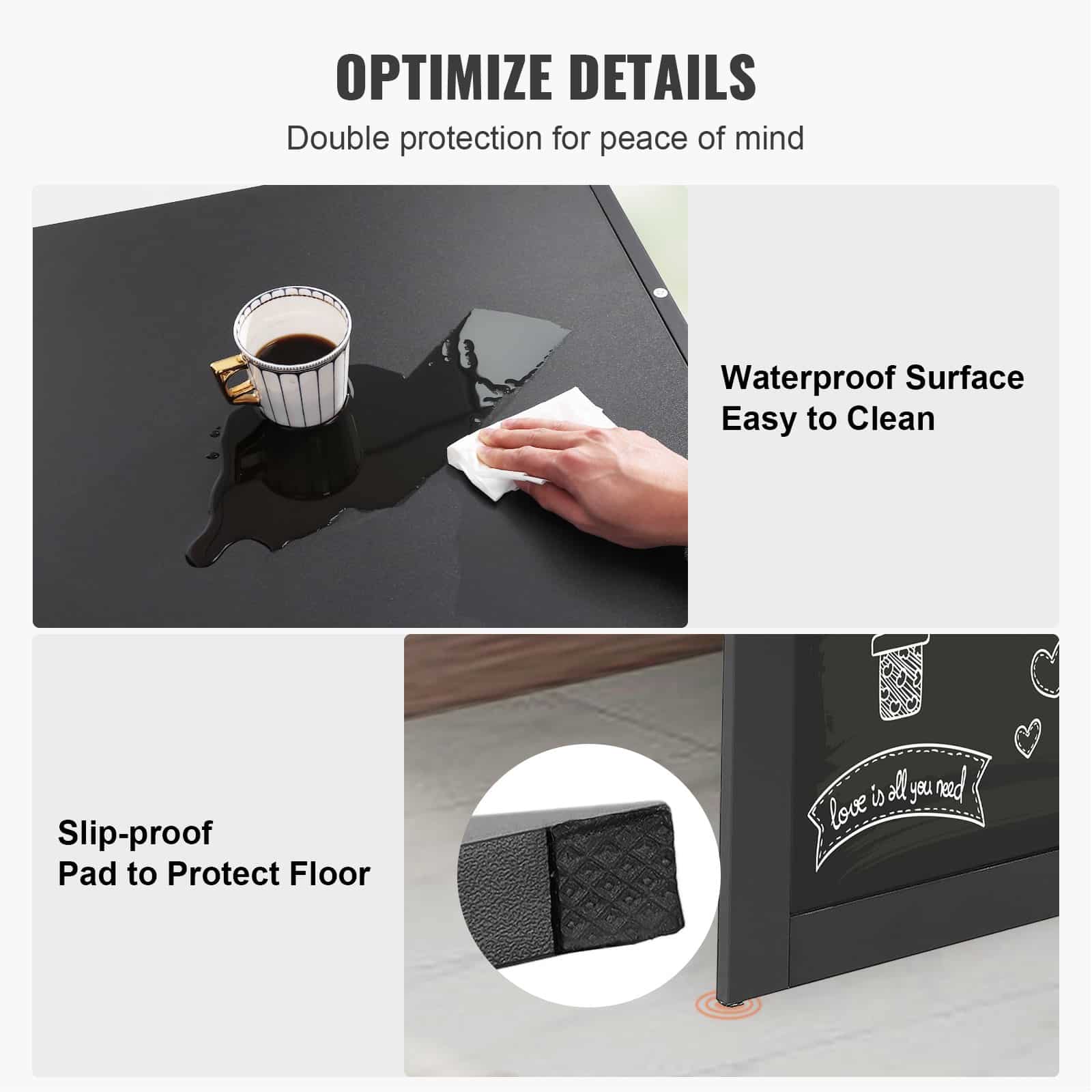 VEVOR Wall-Mounted Folding Desk with Blackboard, Space-Saving Convertible Table for Home Office, 60x16.5x75 cm, 45 kg Load — изображение 6