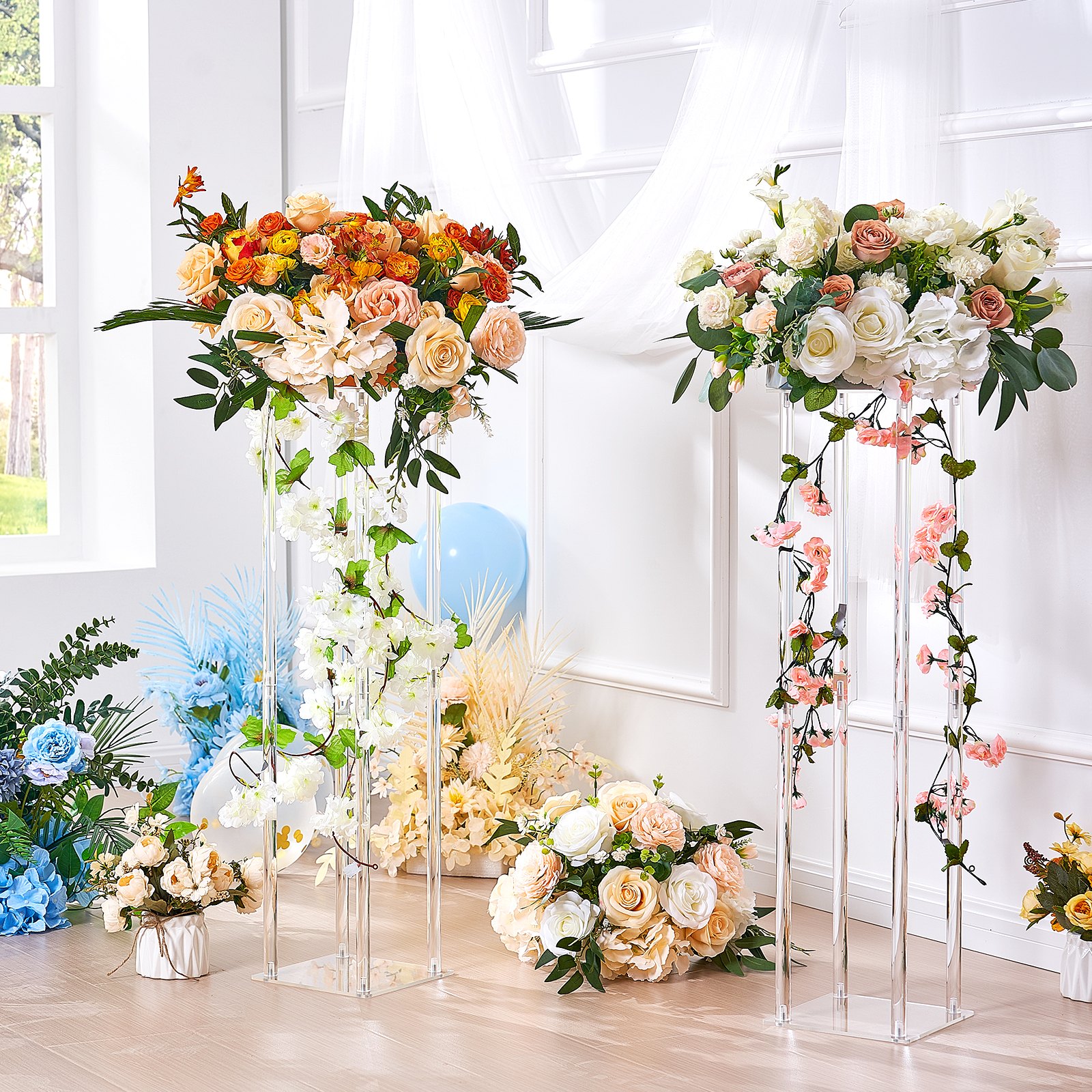 VEVOR Set of 10 Acrylic Wedding Flower Stands, 60cm Geometric Column Vases for Event, Party & Home Decoration — изображение 8