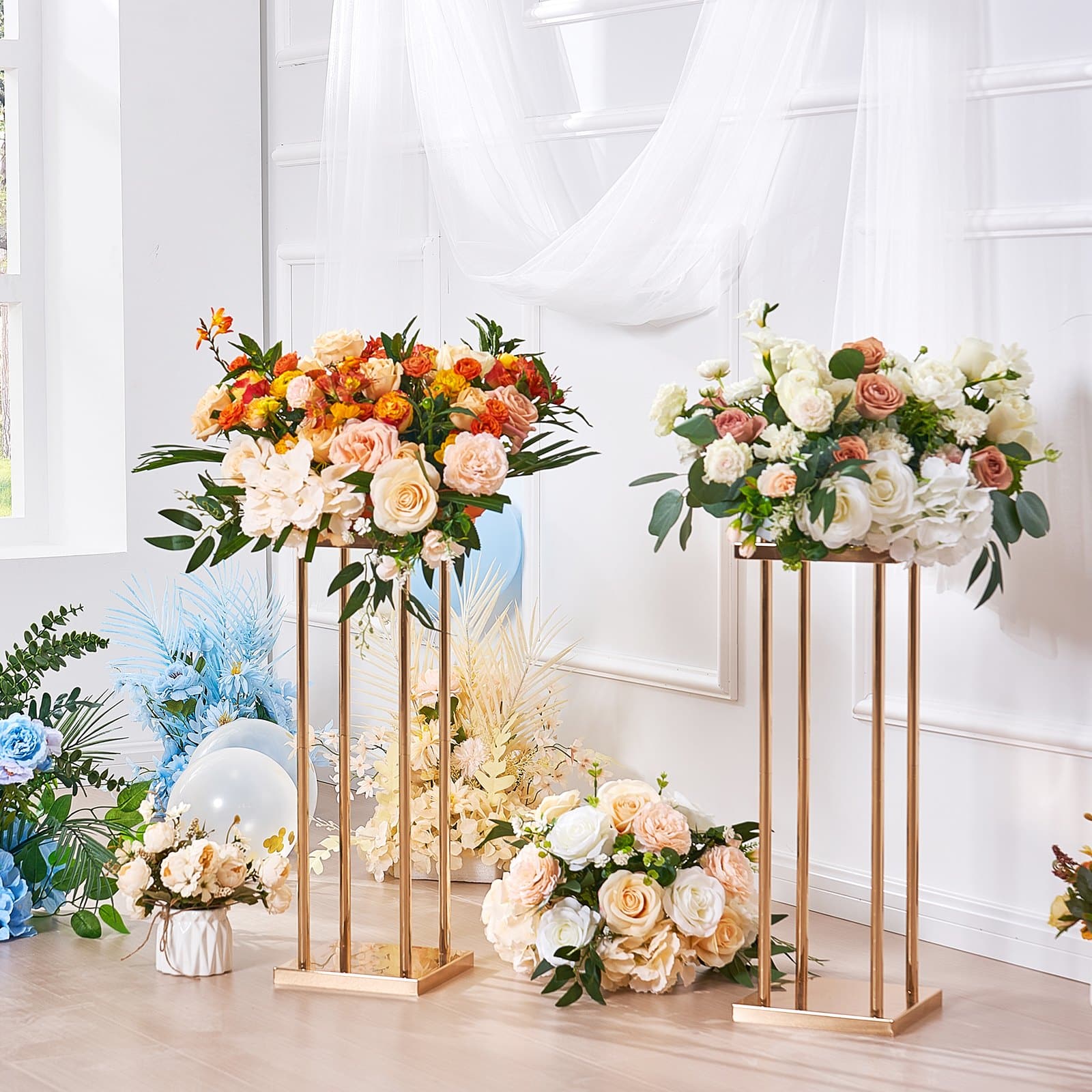 VEVOR 4PCS Gold Metal Flower Stands 80cm High – Geometric Column Vase Display for Weddings, Events, Parties, Decor — изображение 8