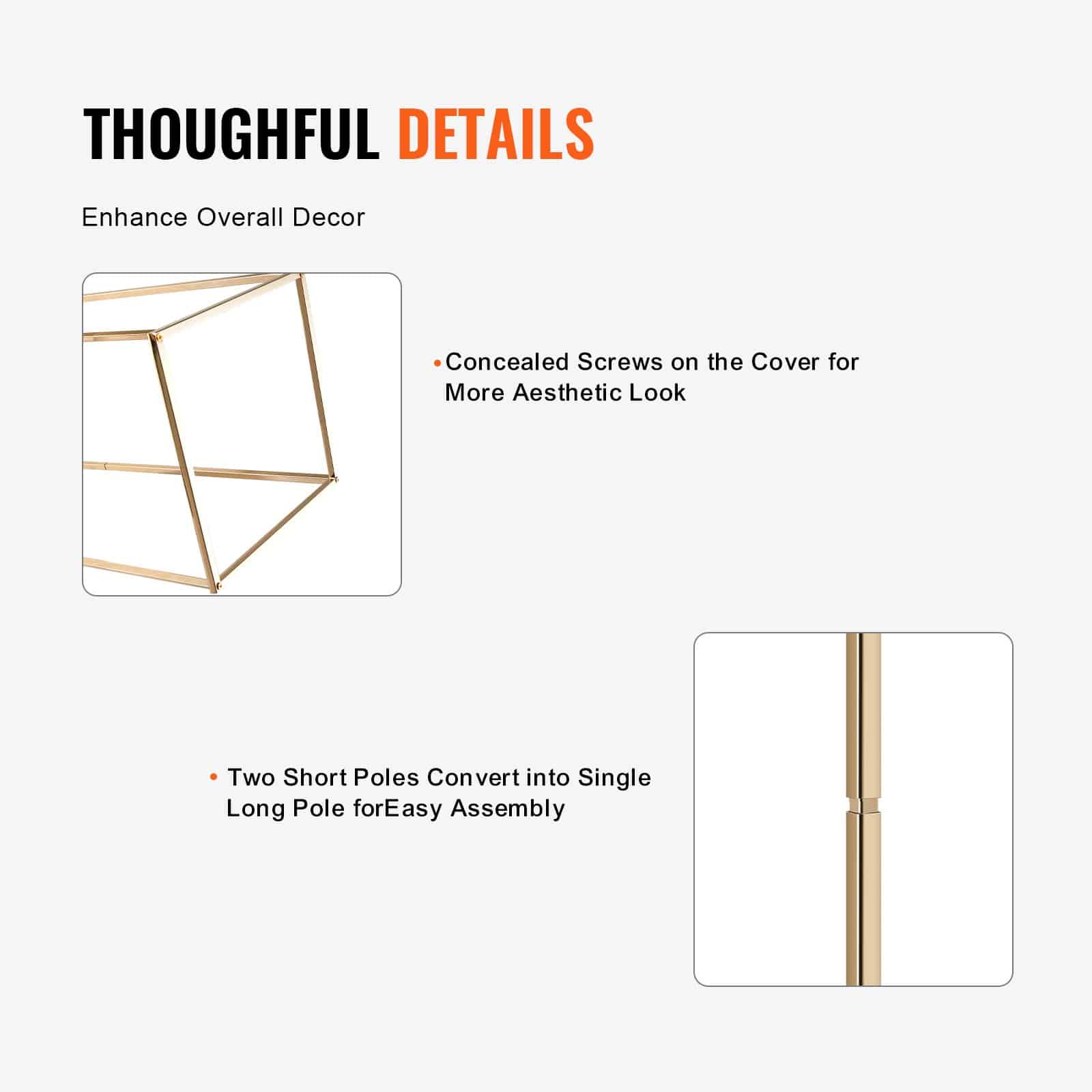 VEVOR 2PCS 80cm Gold Metal Wedding Flower Stands – Geometric Column Vases for Events, T-Stage, Party & Home Decor — изображение 4