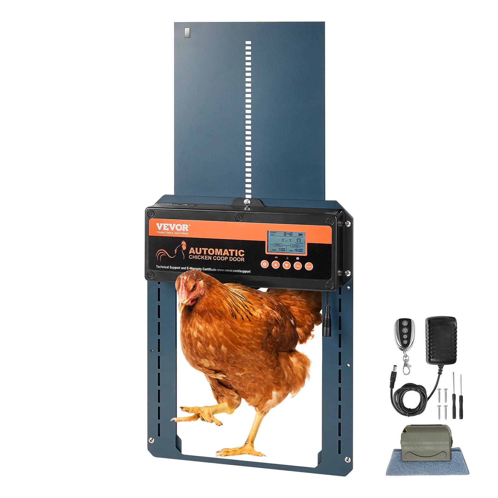 VEVOR Automatic Chicken Coop Door with Timer, Light Sensor, Remote & LCD, 4 Modes, Infrared Safety, Battery/DC Powered, IP44 - Зображення 9