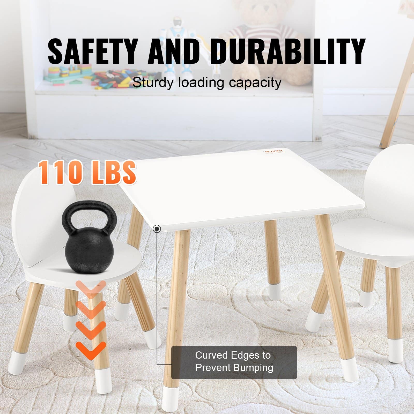 VEVOR Kids Table & 2 Chairs Set for Ages 2–8, Multi-Activity Toddler Table for Drawing, Learning, Reading, and Play – Paveikslėlis 5