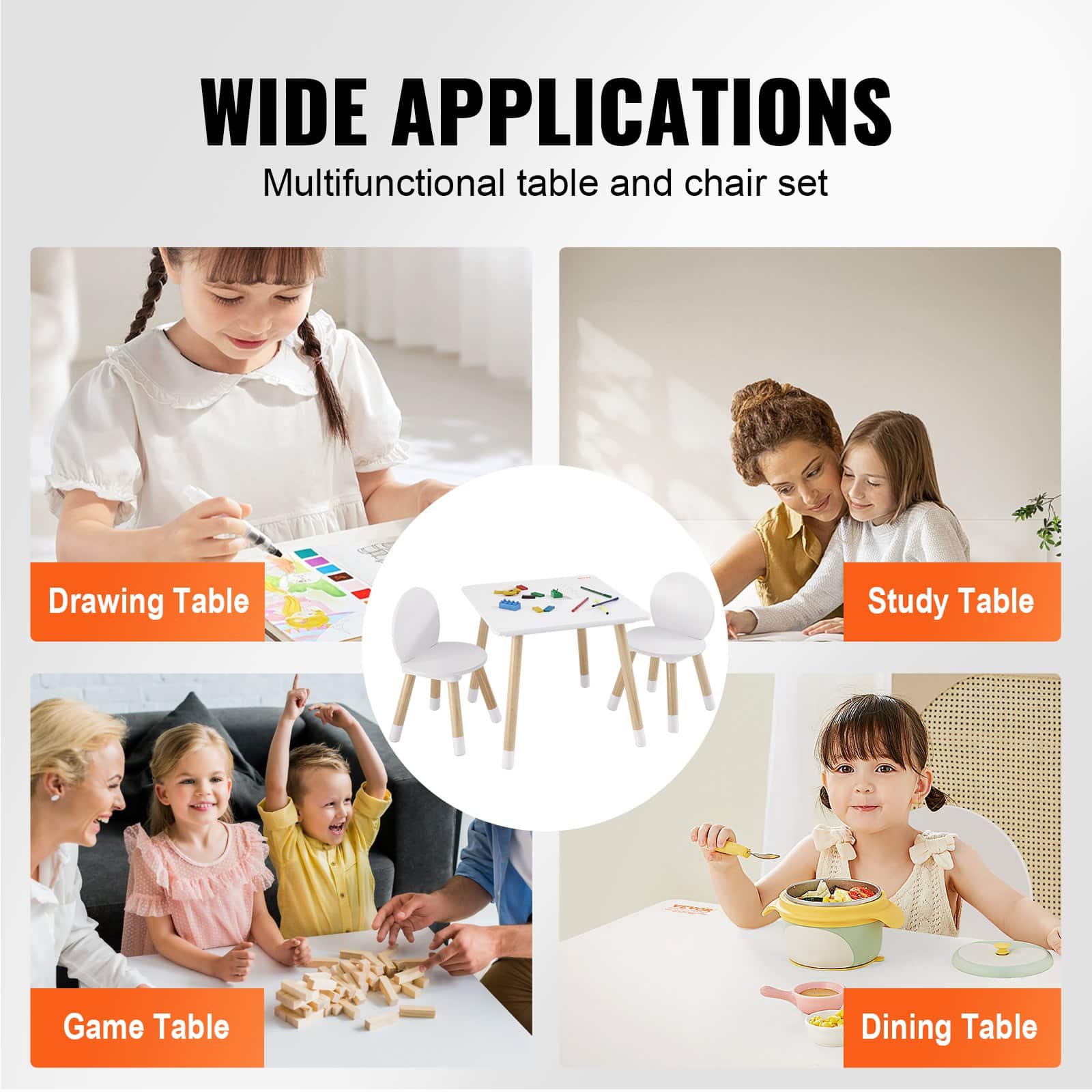 VEVOR Kids Table & 2 Chairs Set for Ages 2–8, Multi-Activity Toddler Table for Drawing, Learning, Reading, and Play – Paveikslėlis 6