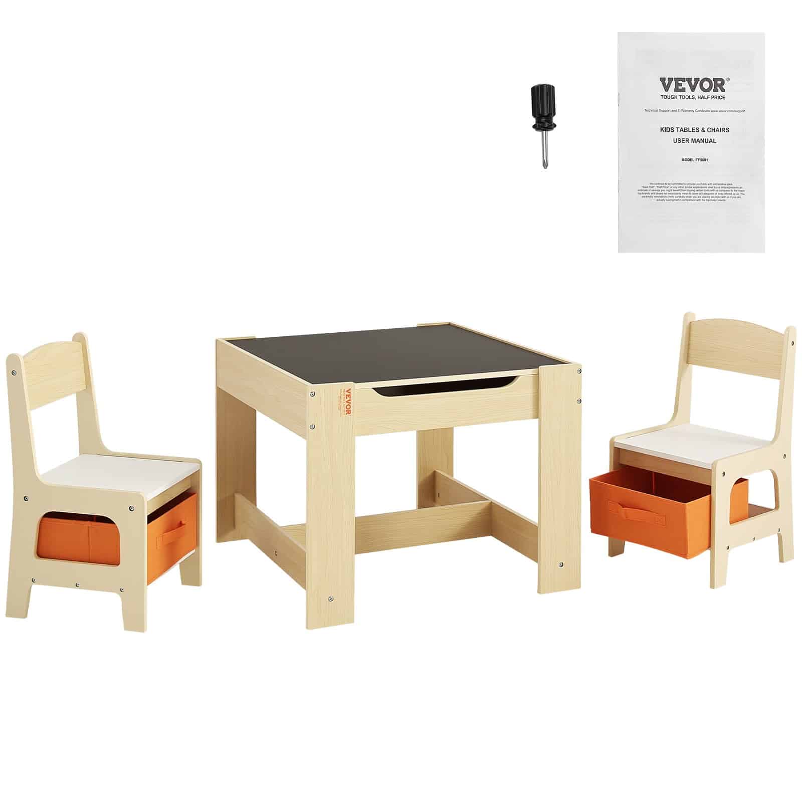 VEVOR Kids Wooden Activity Table & Chair Set with Storage Boxes, Multi-Function Play & Learning Desk for Toddlers 2–8 Years – Paveikslėlis 9
