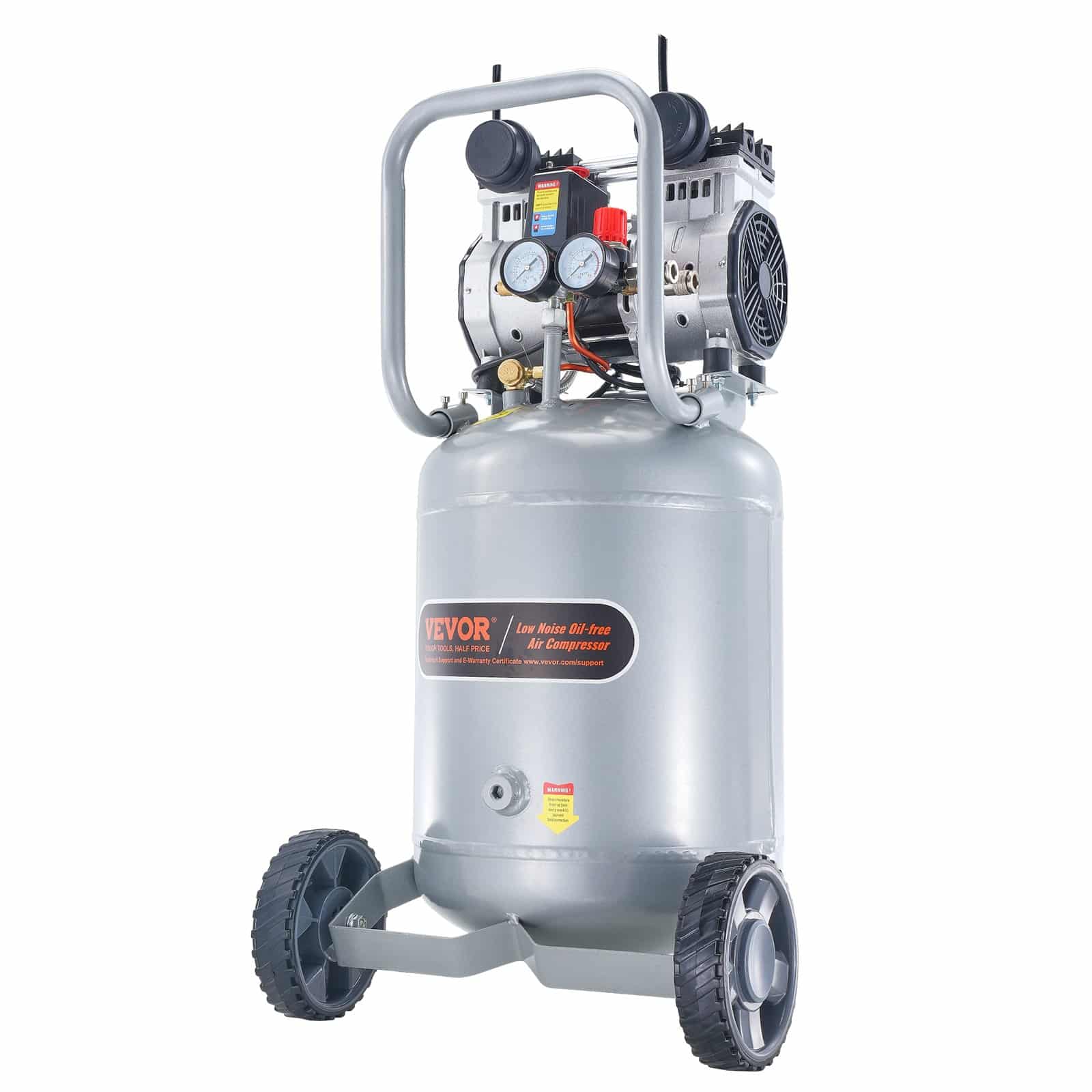 VEVOR 49.2L Oil-Free Air Compressor, 2HP, 4 SCFM@6.2bar, 8bar Max, Quiet 63dB, 230V, for Tools & Tire Inflation