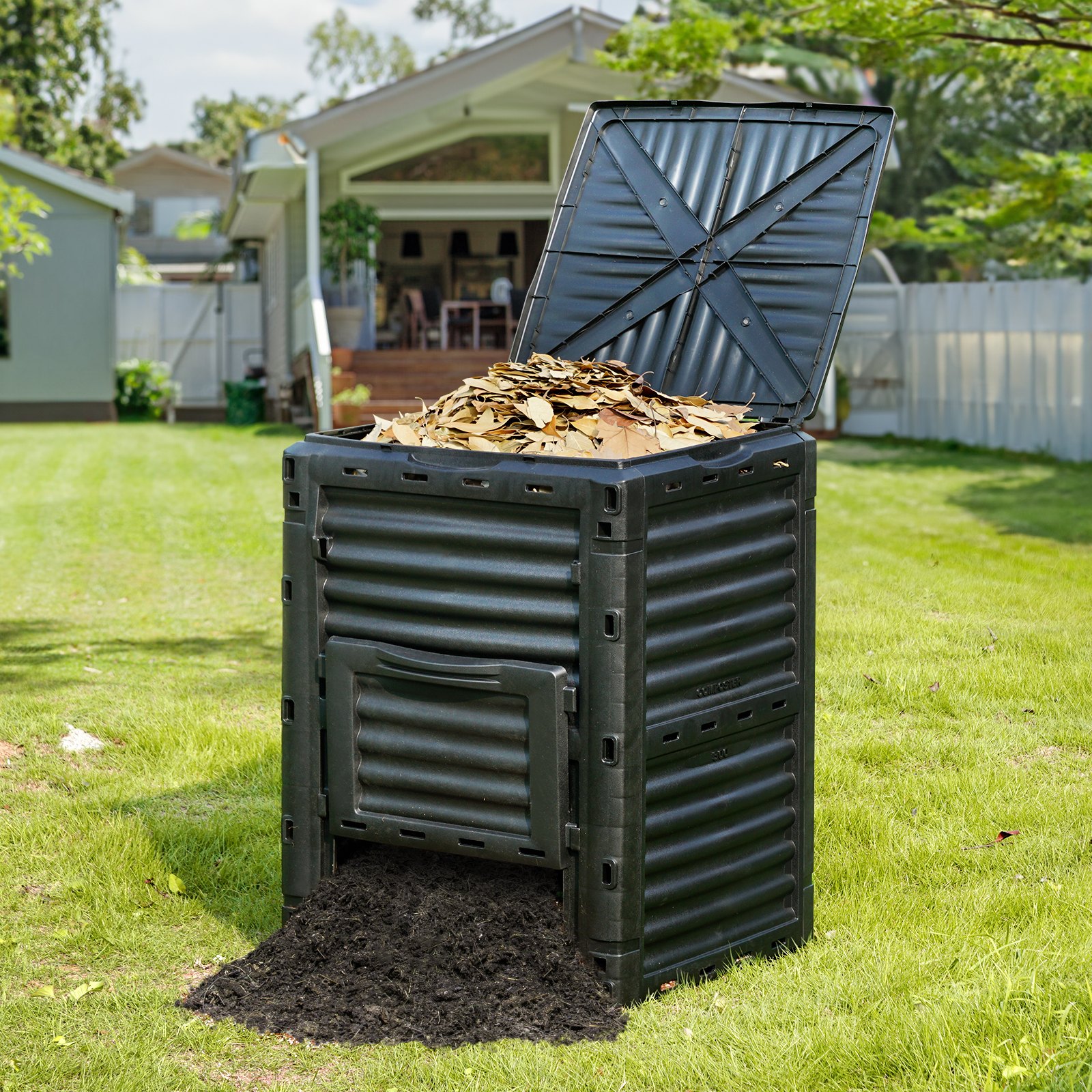 VEVOR 300L Garden Compost Bin – BPA-Free, Outdoor Composter with Lid & Bottom Door, Fast Soil Creation, Easy Assembly - Pilt 8