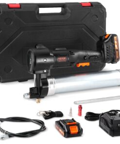 VEVOR 20V Cordless Electric Grease Gun Kit, 10,000 PSI, 1m Hose, 125g/min Flow, 2 Batteries, Charger & Case Included
