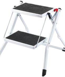 VEVOR двухступенчатая складная стальная табуретка, грузоподъемность 150 кг, нескользящая, компактная лестница для дома, кухни, офиса, автодома