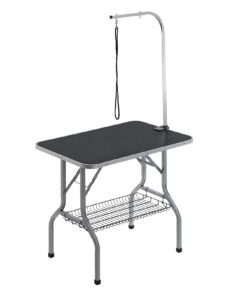 VEVOR Foldable Pet Grooming Table 915x610mm with Adjustable Arm, Clamp, Shelf & Haunch Holder, 149.7kg Capacity for Small-Medium Dogs
