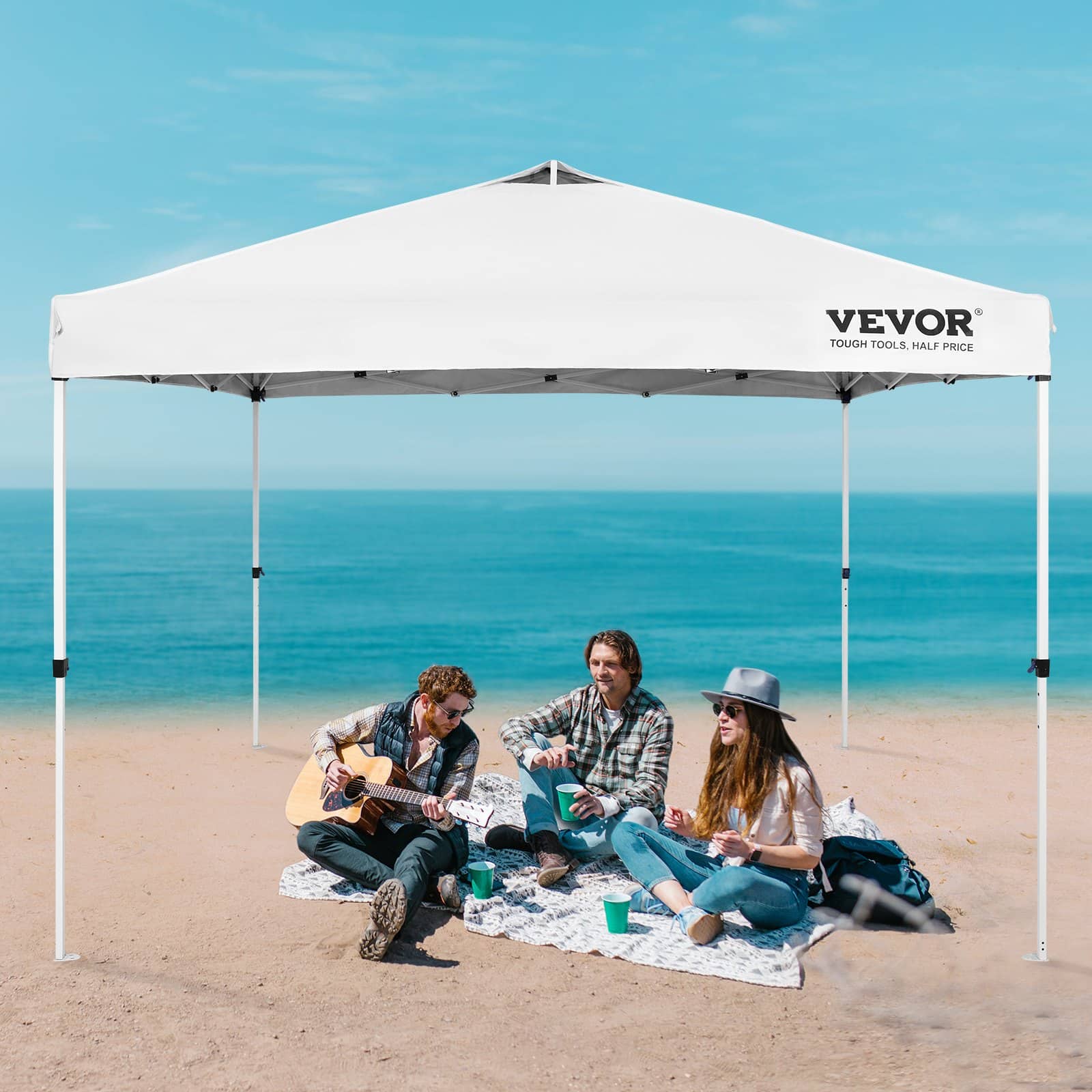 VEVOR 3x3 m Pop Up Canopy Tent with Bag, UV & Water-Resistant, Adjustable Height, for Camping & Outdoor Events, White – Paveikslėlis 8