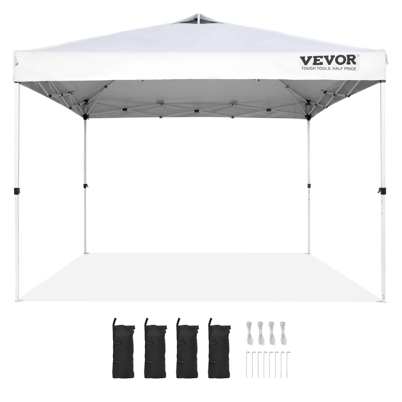VEVOR 3x3 m Pop Up Canopy Tent with Bag, UV & Water-Resistant, Adjustable Height, for Camping & Outdoor Events, White – Paveikslėlis 9