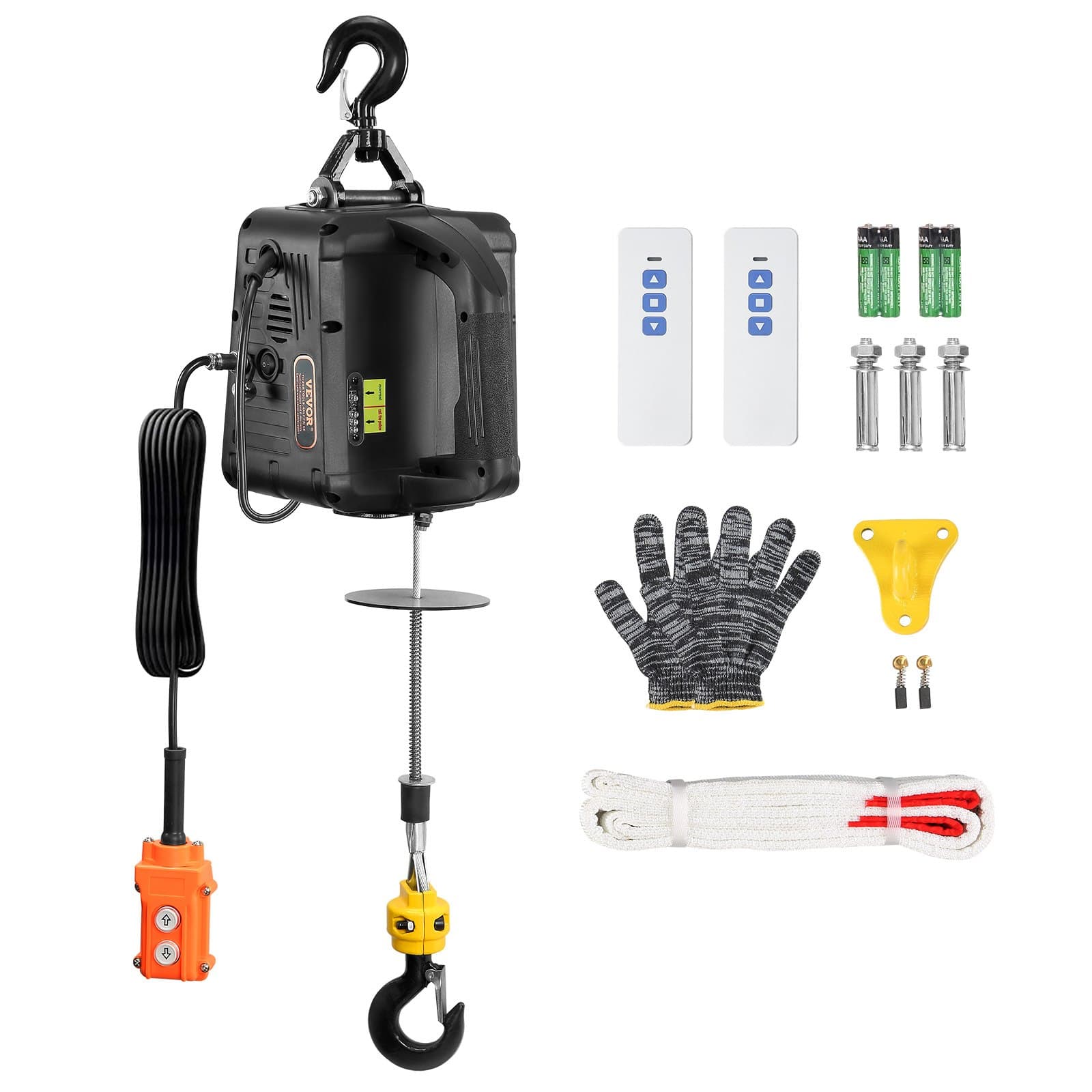 VEVOR 3-in-1 Electric Hoist Winch 499 kg, 1500W Motor, Wired & 61 m Wireless Remote, Portable Lifting Crane