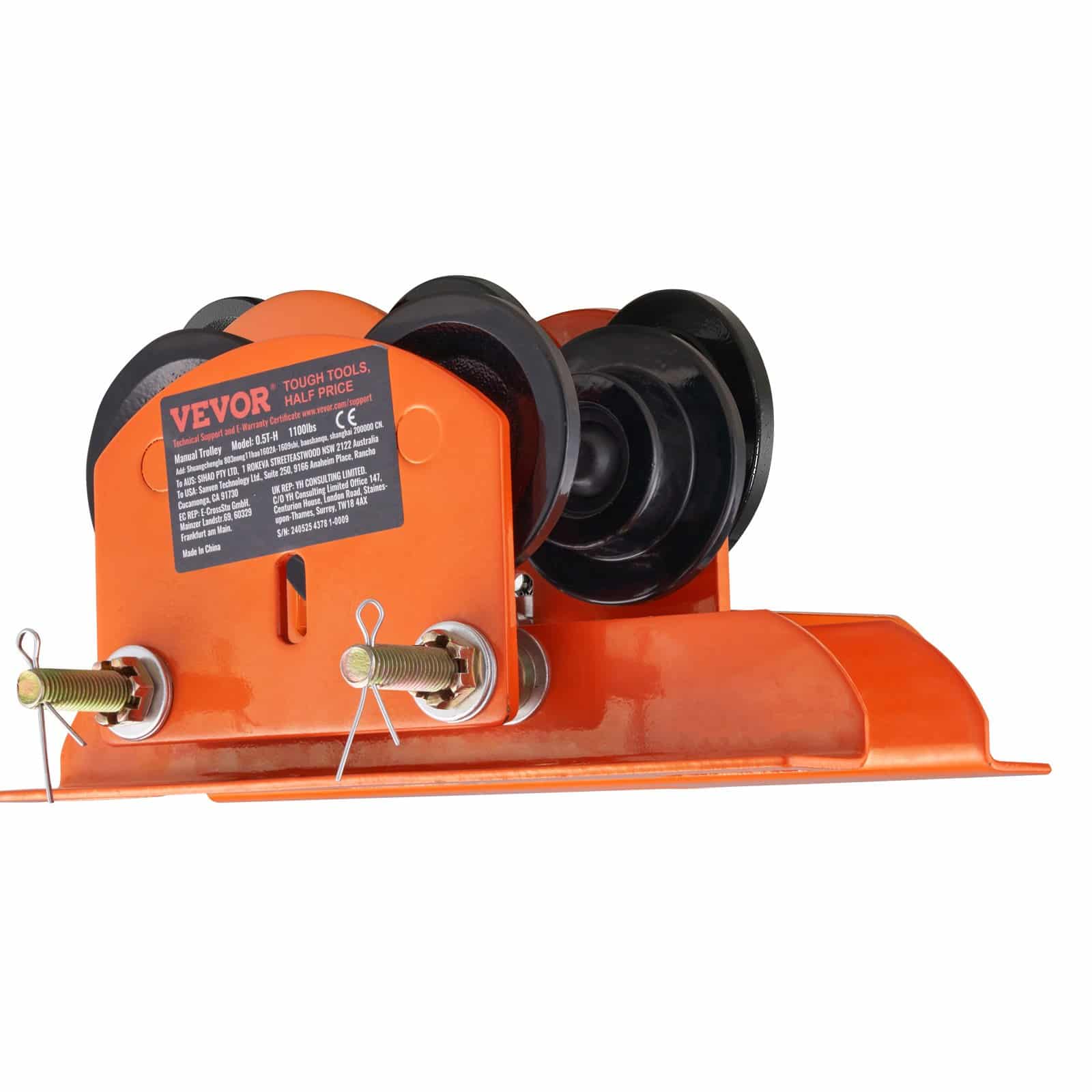 VEVOR Manual Push Beam Trolley for Electric Hoist, 499 kg Capacity, Adjustable 6–12 cm Flange, Fits PA200–PA500, Dual Wheels - Image 10