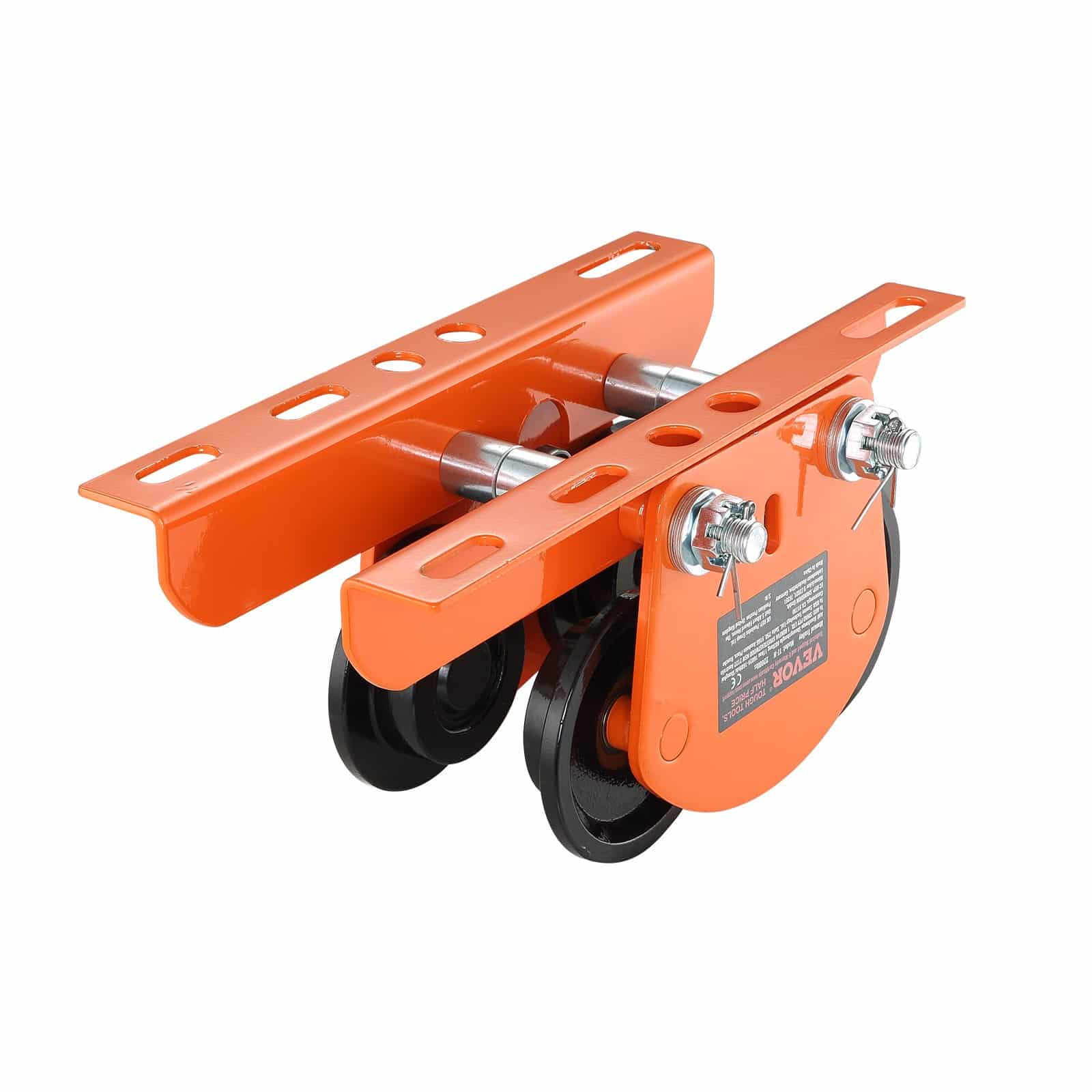 VEVOR 1 Ton Manual Push Beam Trolley for Electric Hoists PA200–PA500, Adjustable 6.8–11 cm Width, Dual Wheels, Alloy Steel