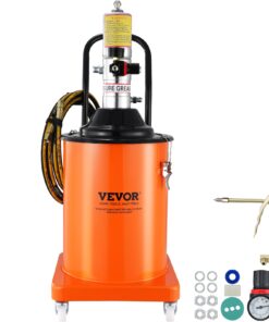 VEVOR 20L Pneumatic Grease Pump with 4m High Pressure Hose & Gun, 50:1 Air-Operated Lubrication Bucket with Wheels