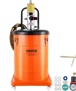 VEVOR 40L Pneumatic Grease Pump with 4m High-Pressure Hose & Grease Gun, Portable Air-Operated Lubrication Pump on Wheels, 50:1