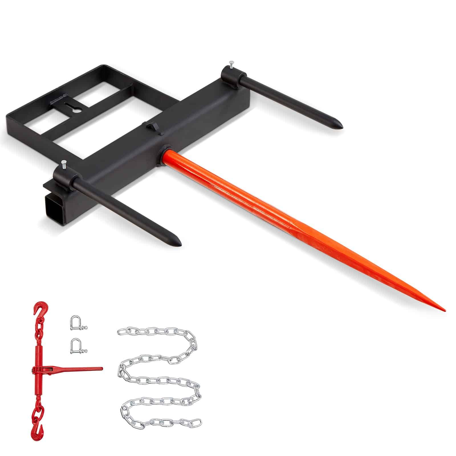 VEVOR 99см копьё для сена с 2x 44см стабилизаторами, нагрузка 725кг, цепь 152см, навеска для ковша трактора/погрузчика