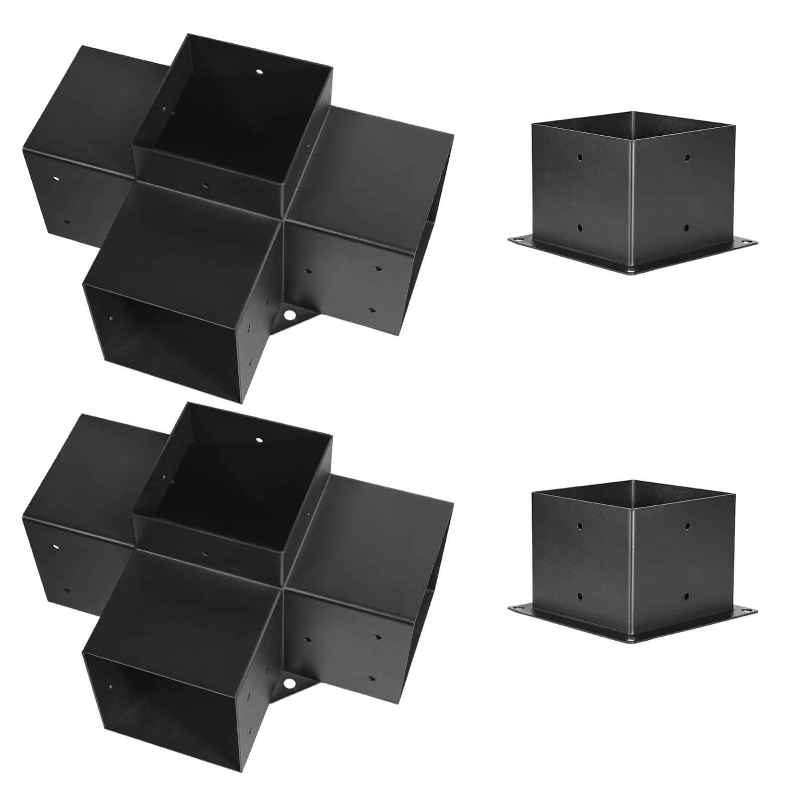 VEVOR 142x142mm Pergola Bracket Kit, 4pcs Heavy-Duty 4-Way Steel Corner Base for Wooden Gazebo, Patio, Easy DIY Install — изображение 9