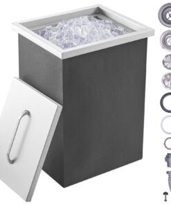 VEVOR 25.3L Stainless Steel Drop-in Ice Chest with Lid & Drain, 40qt Outdoor Cooler for Wine, Beer & Drinks, Insulated Bin